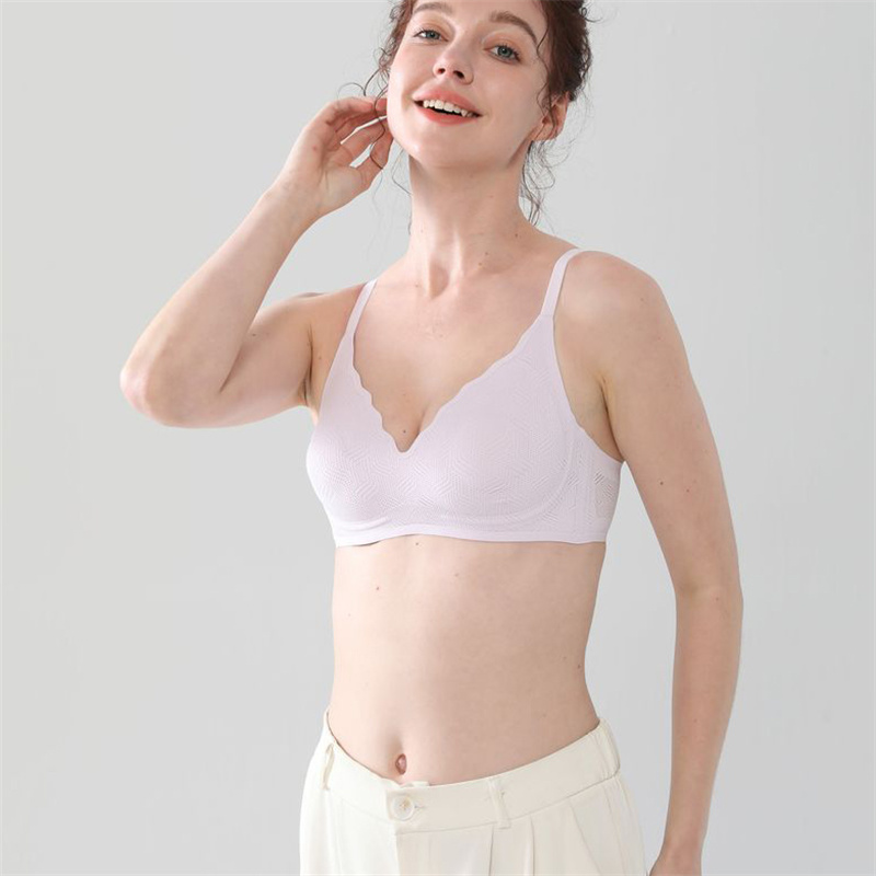 Soft nylon elastane push up bra young lady's seamless wire-free bras (2)